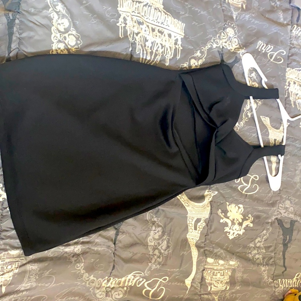 Black open front tight dress